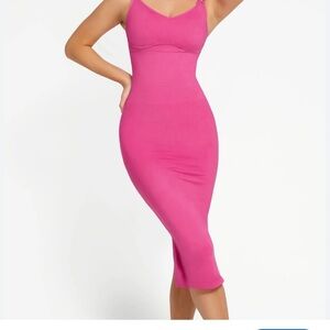 Hot Pink Maxi Dress seamless  spaghetti strap size  XL